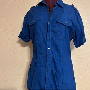 Rock & Republic Womans Vibrant Blue Casual Shirt